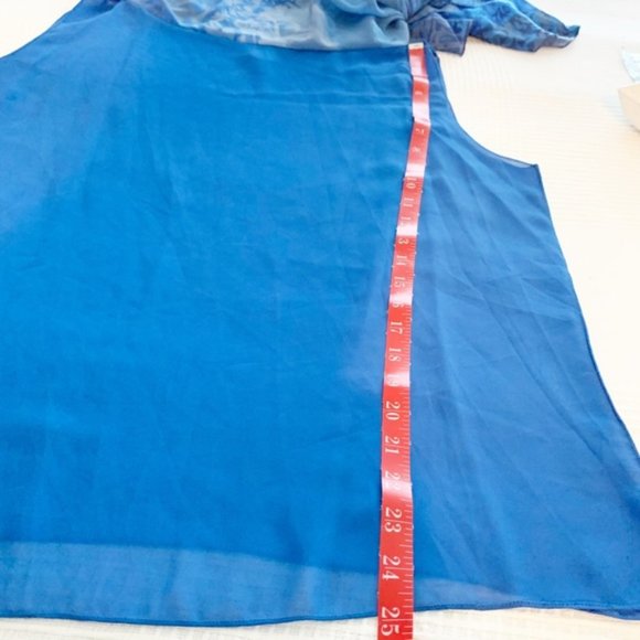 Soft Surroundings S/M Blue Poncho Tunic Blouse Over Attached Tank - Picture 8 of 9